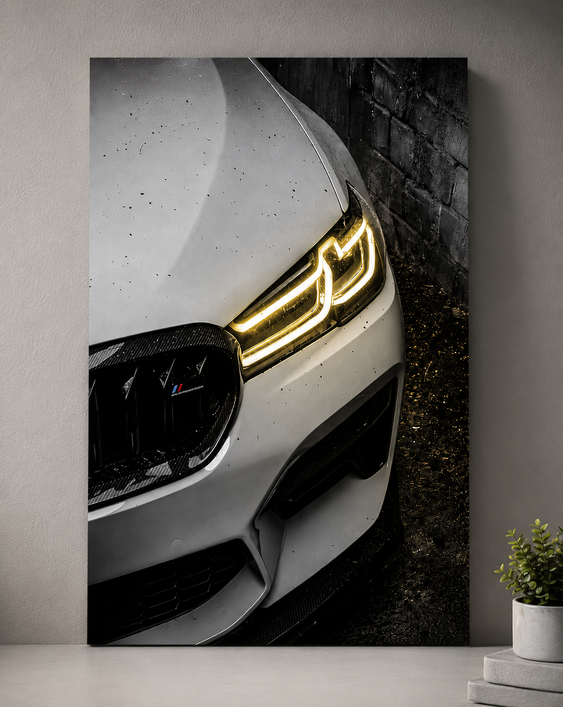 BMW M5 Glowing Headlights LED Wall Art