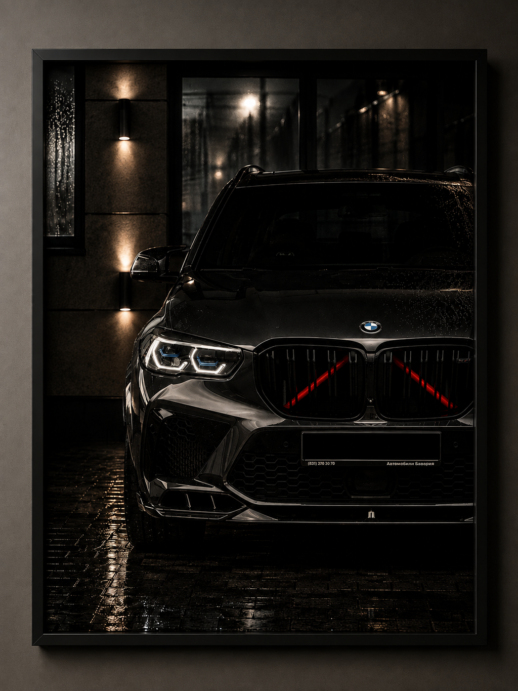 BMW M LED Car Wall Art – Premium Illuminated Front View 60×40 cm