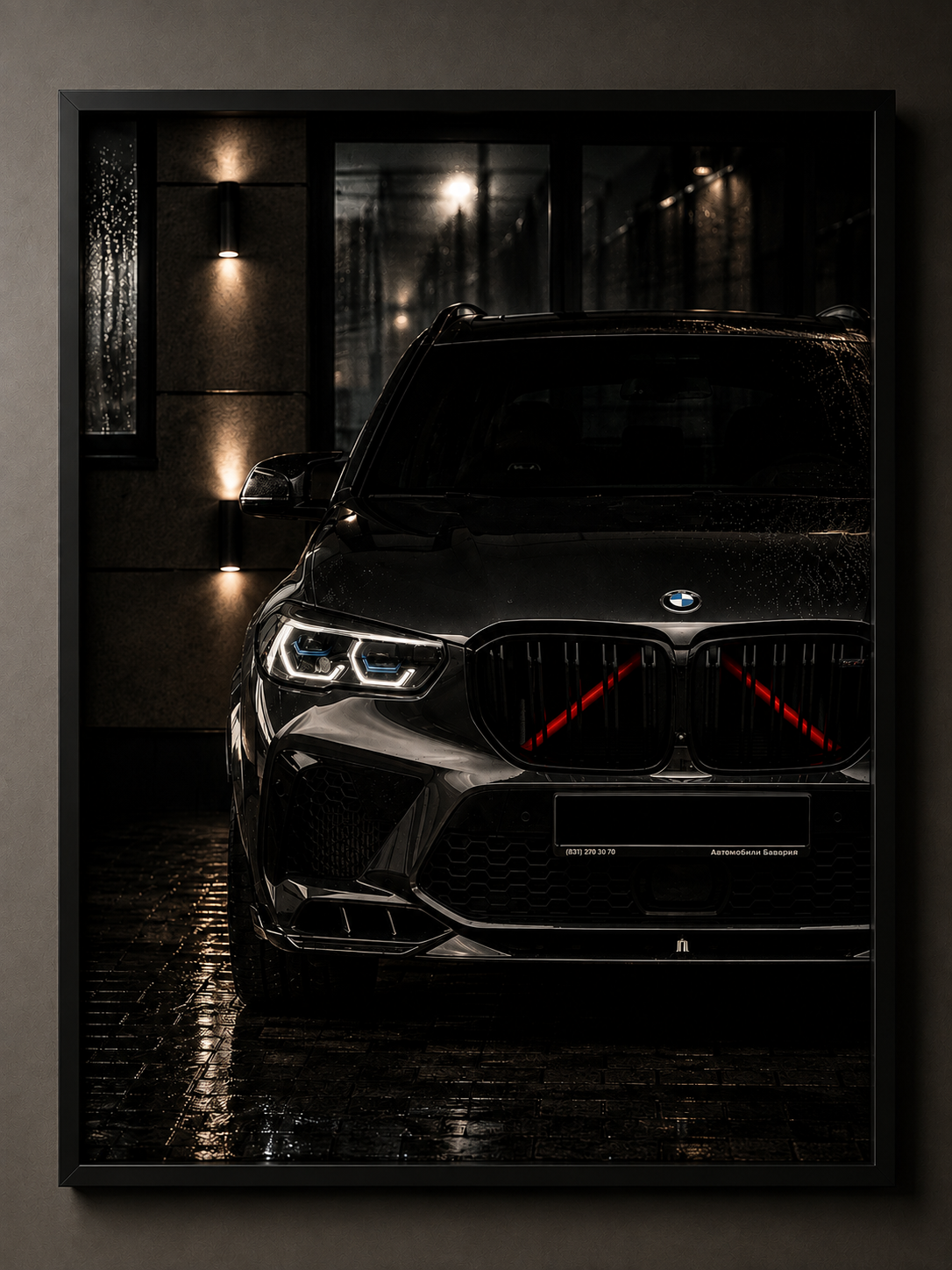 BMW M LED Car Wall Art – Premium Illuminated Front View 60×40 cm