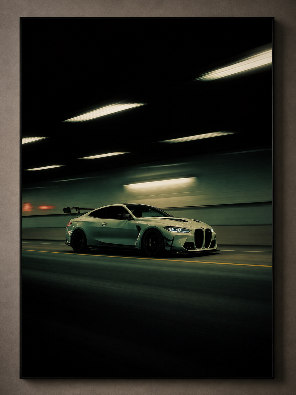 BMW M4 LED Car Wall Art – Illuminated Automotive Wall Décor 60×40 cm