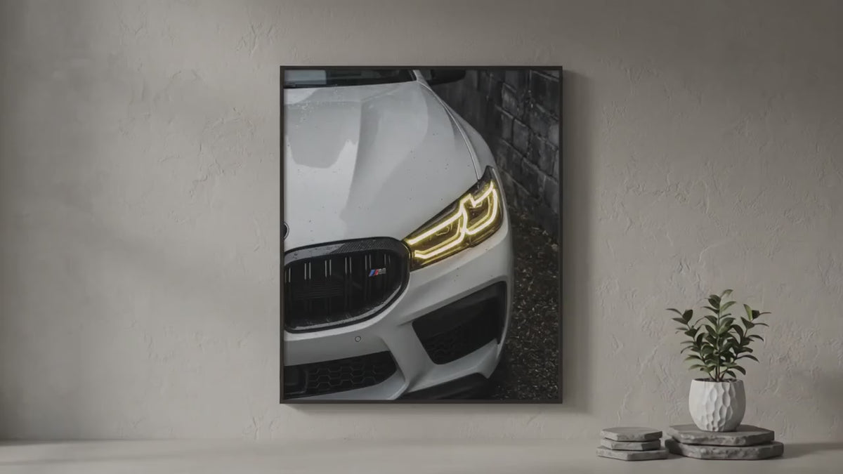 BMW M5 Glowing Headlights LED Wall Art